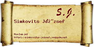 Simkovits József névjegykártya